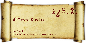 Árva Kevin névjegykártya