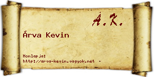 Árva Kevin névjegykártya