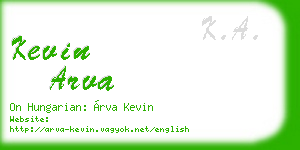 kevin arva business card